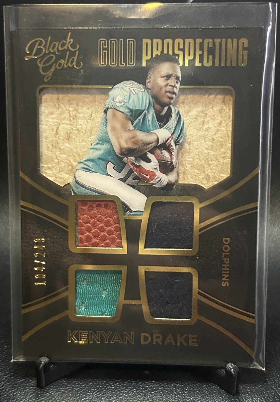Kenyan Drake Panini Black Gold Gold Prospecting Quad Materials #GQ12 Base