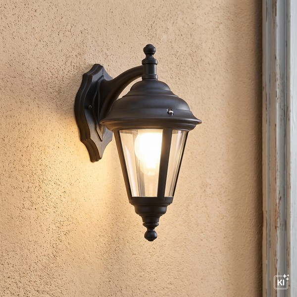 Rustikale Wandlampe Aluminium E27 IP44 Schwarz AußEn Leuchte Garten Beleuchtung-image