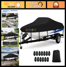 Heavy Duty Waterproof Boat Cover 16-18.5ft, UV Resistant, All Weather V-Hull & T