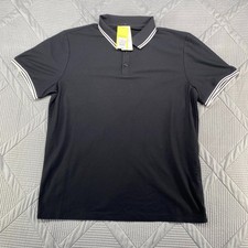 All in Motion Men's Tipped Polo Shirt Size L Black