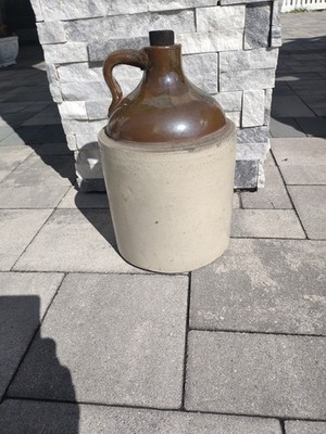 Vintage Glazed Two-tone Liquor Jug 1.25 Gallon With Original Cork