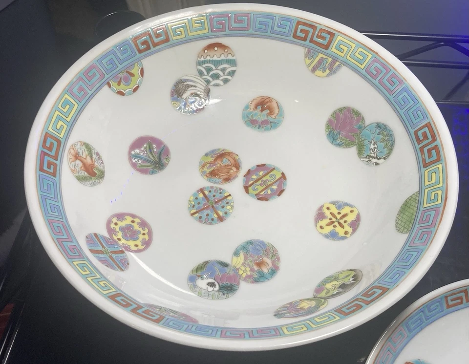 Antiguo platillo taza cuenco bola de flores porcelana rosa familia china marca Guangzhou Foto 4 de 4