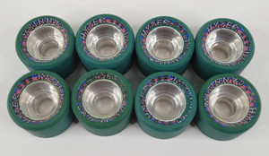 Set of Eight Hyper Cannibal Quad Roller Skate Wheels 62mm x 42mm Green VERY NICE