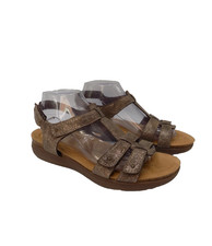 Clarks Sandals Flat Strappy UK 7.5 EU 41.5 Womens Low Heel Metallic Hook & Loop