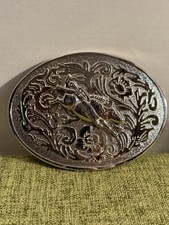 Nocona Belt Co Bronc Riding Cowboy Rodeo Oval Belt Buckle