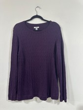 Croft & Barrow Mens Cable Knit Jumper Purple  Size 14 XL Pit-Pit 56cm  (3213)