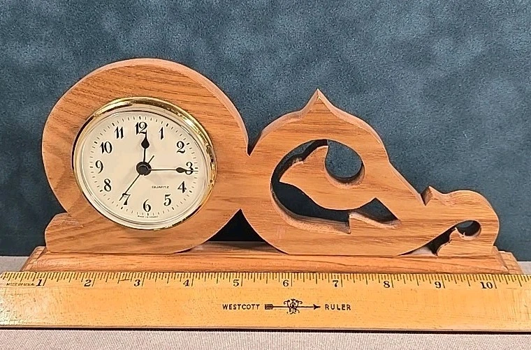 Escritorio de madera hecho a mano estante reloj movimiento de cuarzo sin probar  Foto 3 de 4