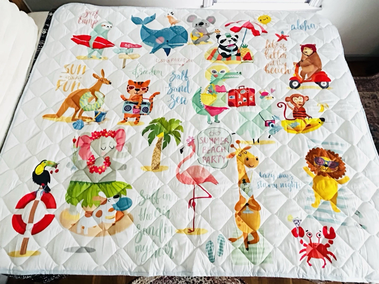 Baby Toddler Quilted Play Mat Beach Animals 59x71 Non-Slip Washable Microfiber
Opens in a new window