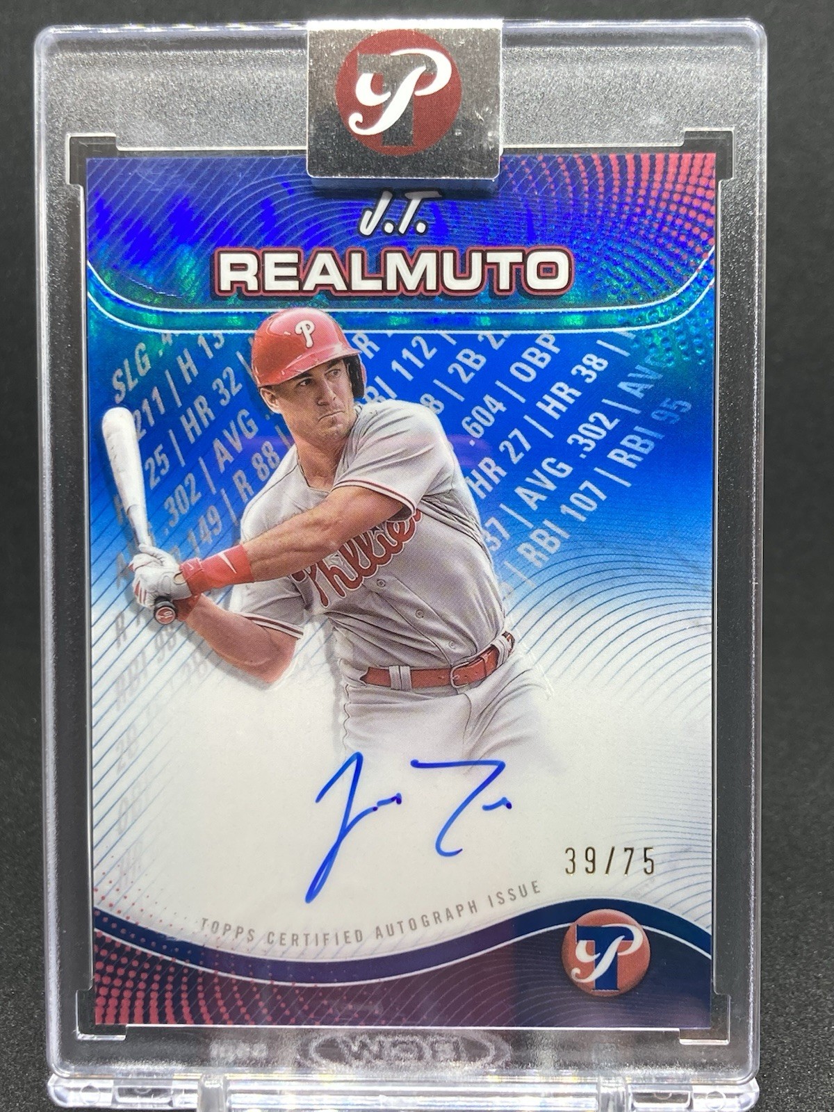 2024 Topps Pristine Production Auto J.T. Realmuto #PPA-JR Blue Refractor /75