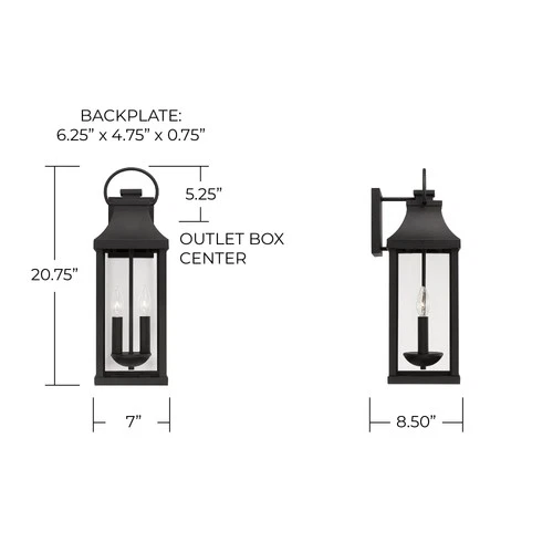 Capital Lighting 946421 Bradford 2 Light 21" Tall Outdoor Wall - Picture 3 of 12