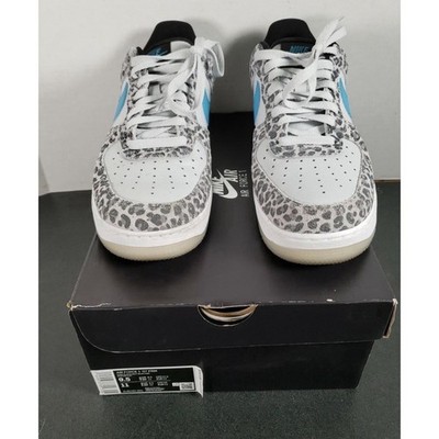 Nike Air Force 1 Low Leopard Print Blue Swoosh DJ6192 001 Mens 9.5