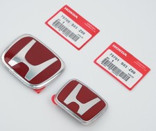 Red H Front Rear Emblem Badge Fit For Honda Civic 96-00 Ek Type R 92-95 Accord