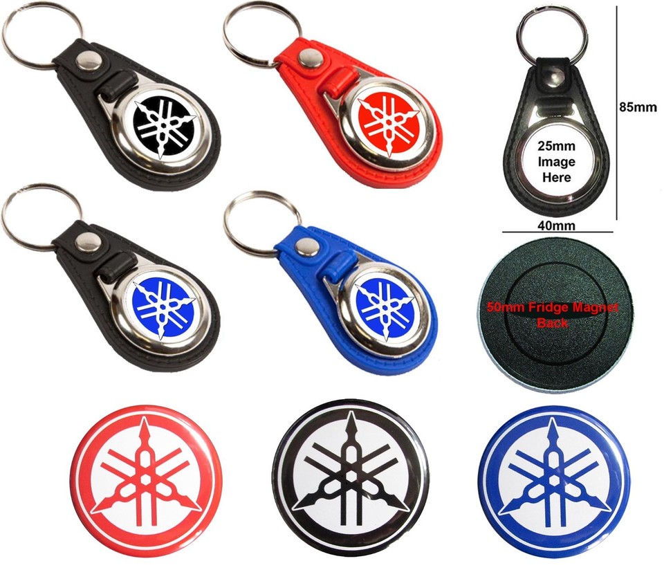YAMAHA, Leather Look Key Ring, Add a 50mm Fridge Magnet for + £1.00
