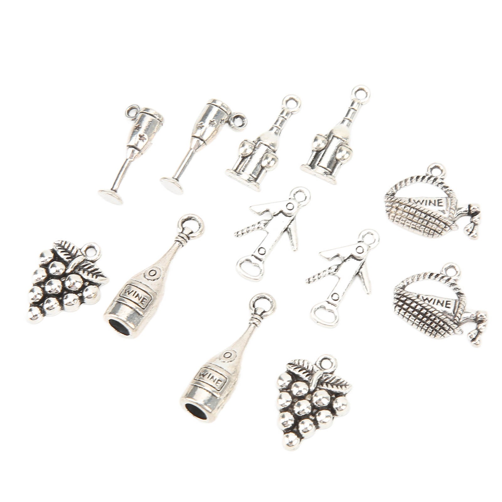 ✿ 12Pcs Wine Bottle Charm Pendants Silver Pendants For Ornaments Jewelry