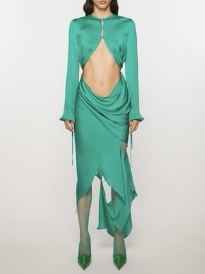NWT Acne Studios Womens 100% Silk Cut-out Dress In Jade Green Size 36 |  eBay