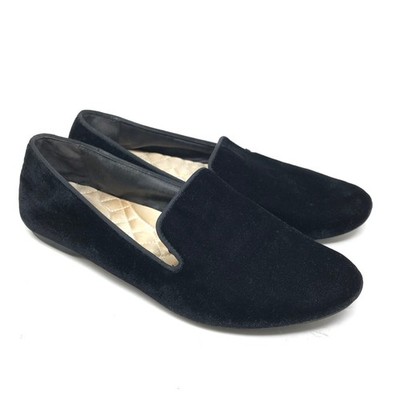 Birdies Womens 8.5 The Starling Loafers Black Velvet Smoking Slipper Flats