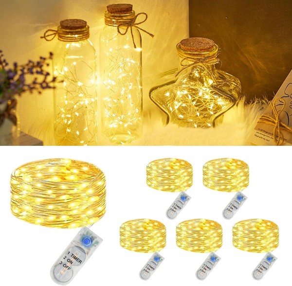 6 StüCk Lichterkette Batterie Klein, 2M 20LED Mini Lichterkette Mit Timer |-image