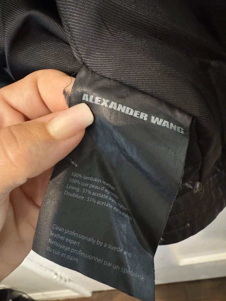 Chaqueta de bombardero Alexander Wang 100 % piel de cordero con cuello de piel sintética Foto 4 de 4