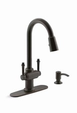KOHLER Thierry Two Handle Pull Down Sprayer Kitchen Faucet in Oil-Rubbed Bronze