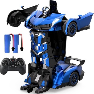 Yoncher 1:12 Transform RC Auto Roboter Gestensteuerung 2 Akkus blau