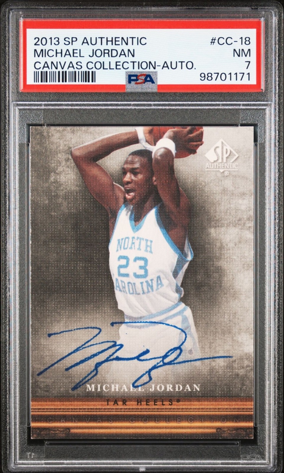 2013 SP Authentic Canvas Collection-Auto Michael Jordan CC-18 PSA NM 7