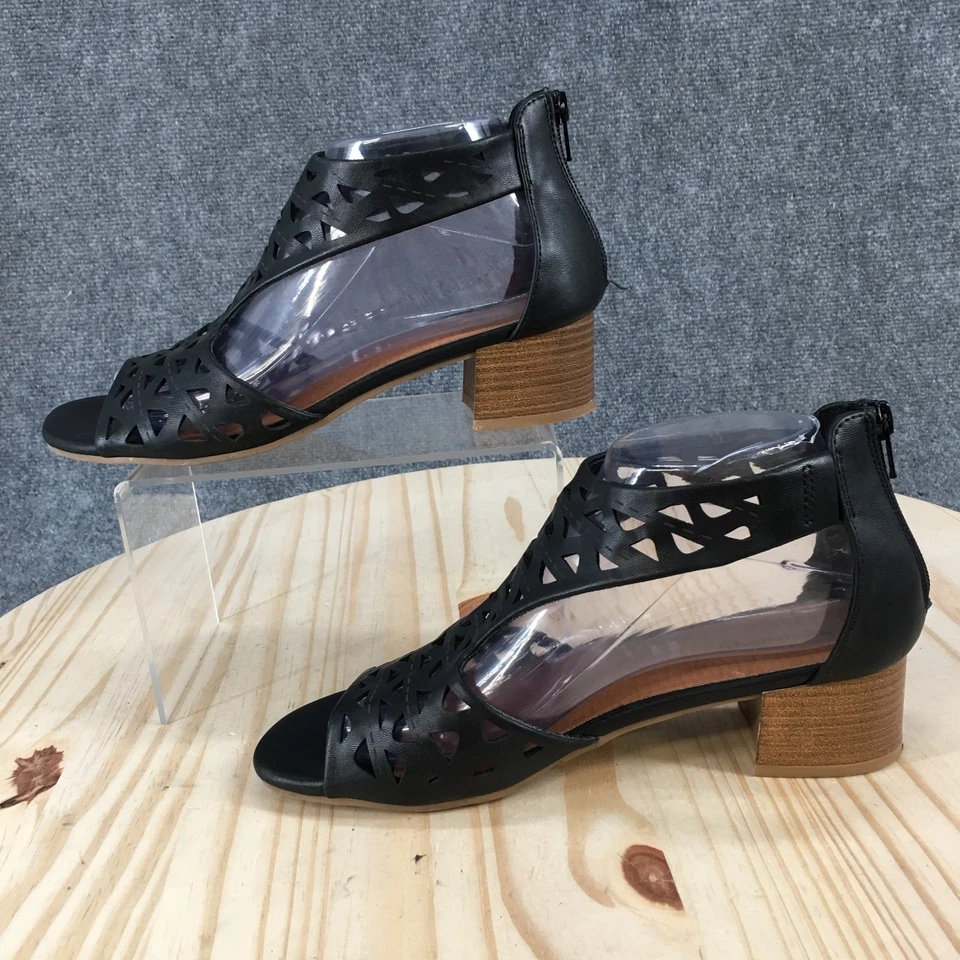 Baretraps Sandals Womens 8 M Vaechel Back Zip Ankle Strappy Black Faux Leather - Image 2 of 4