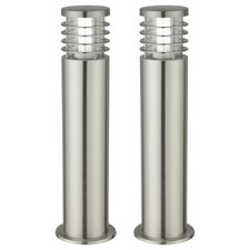 Set of 2 Modern Brushed Stainless Steel 50cm IP44 Outdoor Garden Post Lights
