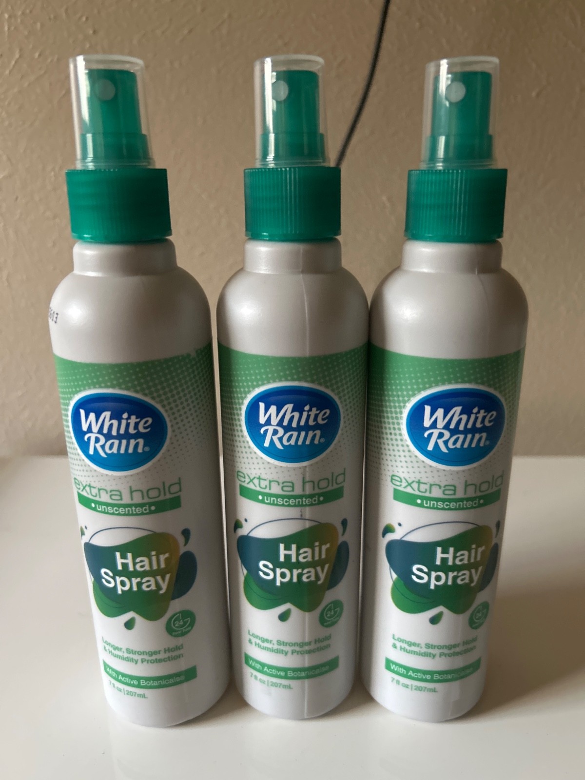 3 White Rain EXTRA HOLD UNSCENTED Hair Spray WITH ACTIVE BOTANICALS 7 ...