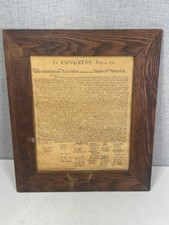 Declaration Of Independence Reprint Vintage Wood Framed 19  x16  