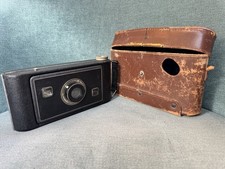 Kodak Jiffy Series II Folding Camera C. 1932 W/ Original Leather Case - Vintage
