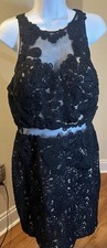 Women's Lace Cutout Halter Mini Dress Beaded Embellished Special Occasion