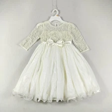Bonnie Jean Dress Girls 6X Ivory Lace Tulle Flower Girl Special Occasion Party
