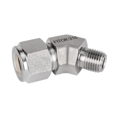 FITOK 316SS Tube Fitting 45° Elbow 5/8 in Tube OD x 1/2 Male NPT, SS-VM-FL10-NS8