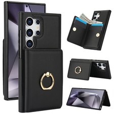 For Samsung Galaxy S24 Ultra S23 S22 Plus Wallet Phone Case With Ring Holder
