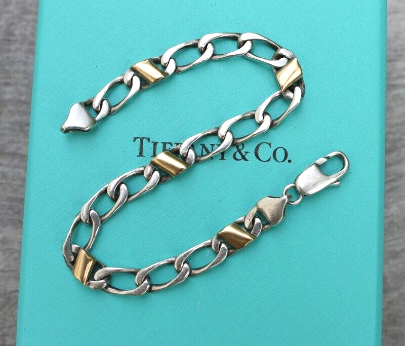 Vintage Tiffany & Co Sterling Silver 18k Yellow Gold Curb Vintage Tiffany & Co Sterling Silver 18k Yellow Gold Curb