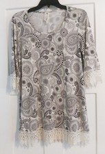 Moa Womens Size S Paisley Print Black White B...