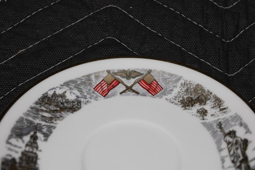 Vintage Viletta Bicentennial Tea Cup & Saucer Fine China Gold Trim Made in USA - Picture 9 of 11