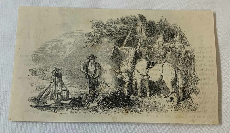 1851 magazine engraving ~ MENDING THE HORSESHOE