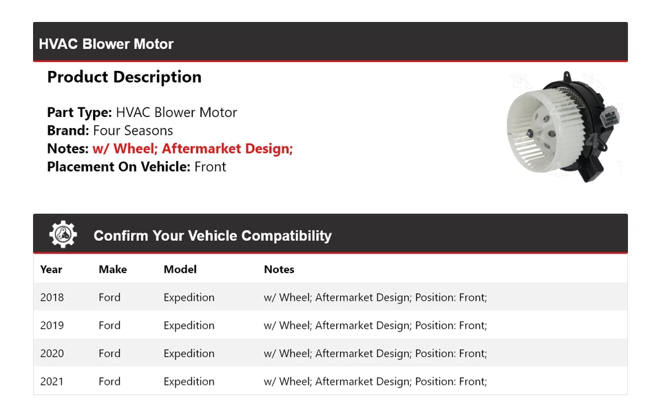 Двигатель переднего вентилятора для Ford Expedition 2018-2021 годов выпуска 4 сезона 2019 2020 - Изображение 2 из 4