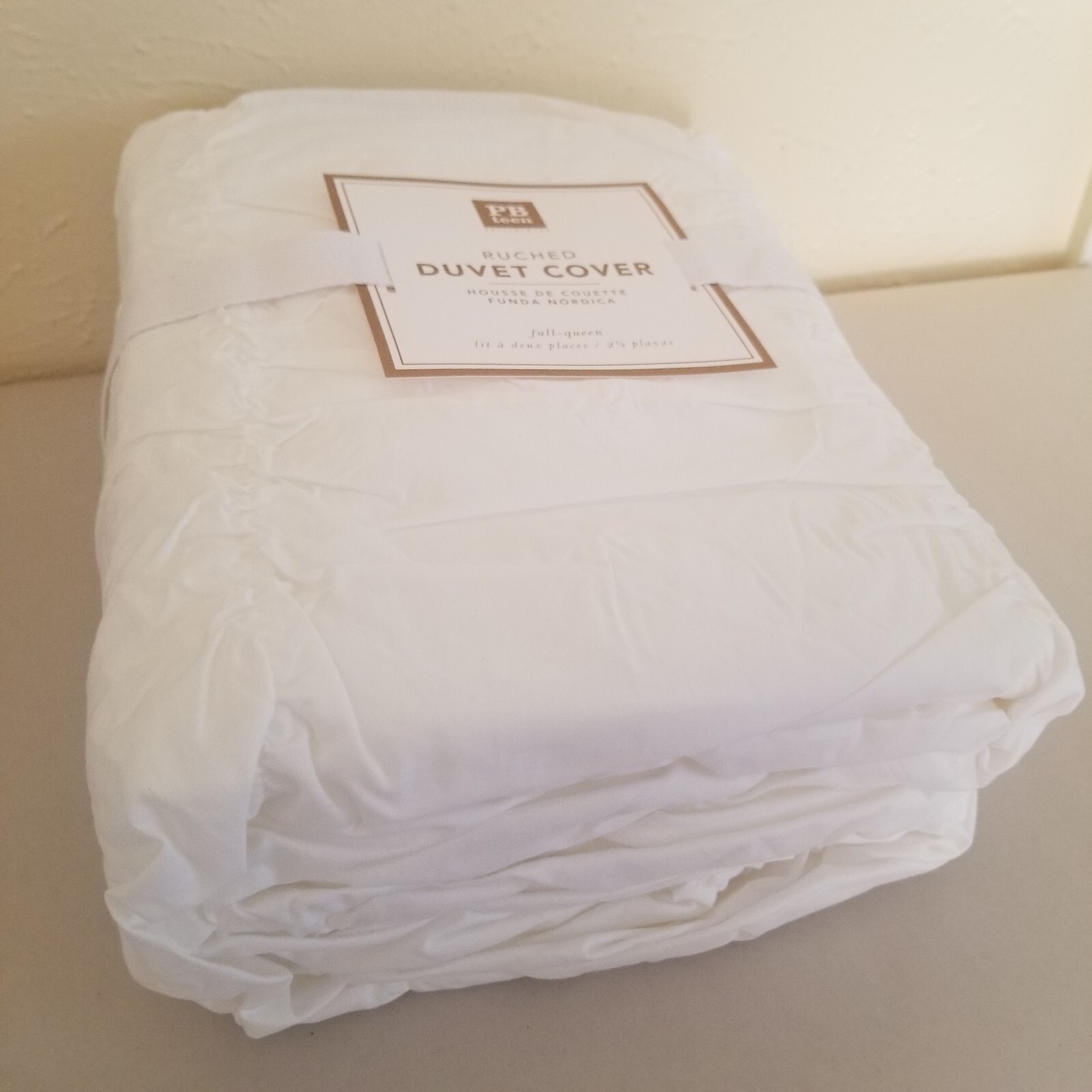 Pottery Barn Ruched Duvet Cover Full Queen Cotton White eBay