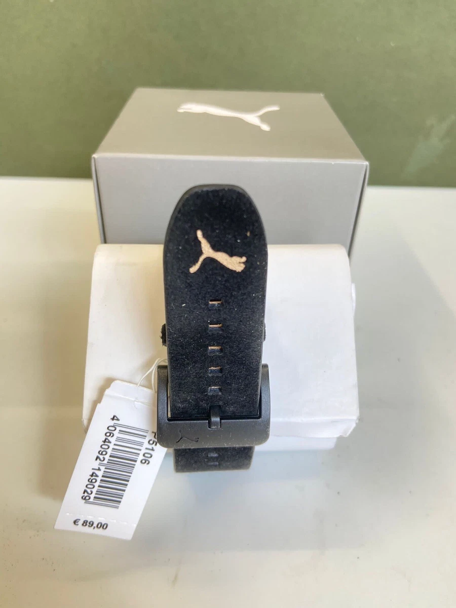 Montre bracelet style velours noir PUMA P5106 noire avec visage or