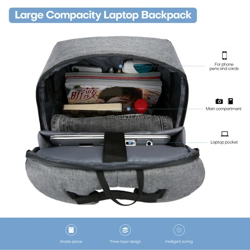 17" Oxford Anti-Diebstahl Laptop Rucksack Reise Business Schule Buchtasche mit USB-Anschluss - Bild 20 von 44
