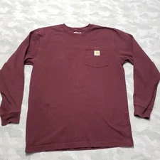 Carhartt Shirt Mens Small Red Pocket Loose Pullover Long Sleeve Workwear