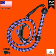 Bull Whip Indiana Jones Style Cowhide Leather 4ft 12-Plait Handcrafted Weaving