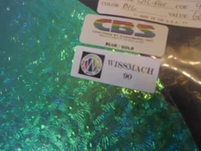 Dichroic Glass:CBS 90COE Blue/Gold on Florentine Textured Thin Clear-  3" Sq