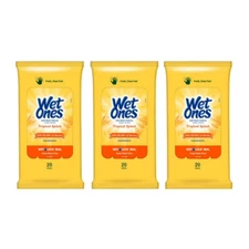 Wet Ones Antibacterial Hand Wipes Travel Pack, Tropical Splash Scent, 60 Count