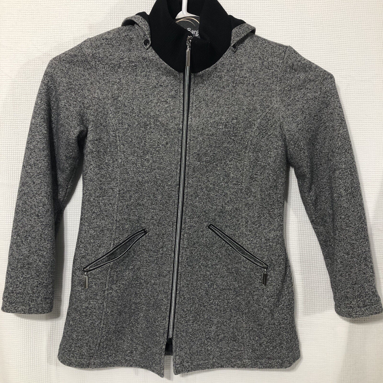 INTERNATIONAL DETAILS WOMEN'S HOODED JACKET Small Gray Full Zip Stylish Coat