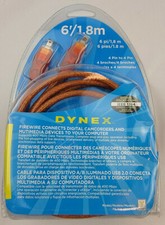 Dynex 6 foot IEEE 1394 4-Pin Male To 4-Pin Male Firewire 400 Orange Cable New