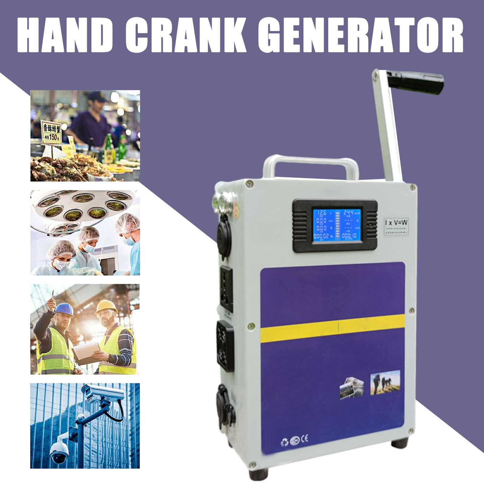220V Outdoor Hand Crank Generator Power Bank Phone Charger Manual