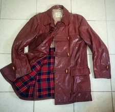 Vtg Steer hide Leather Sears Hercules Field Hunting Motorcycle Toggle Jacket L